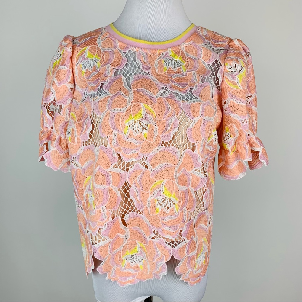 Saylor Puff Sleeve Lace Top Medium
